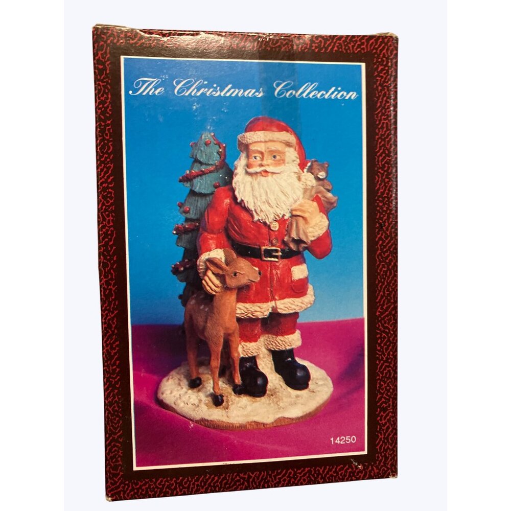 Youngs Christmas Santa Figurine With Deer and Tree